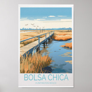 Póster Afiche de viajes Bolsa Chica - California State Be