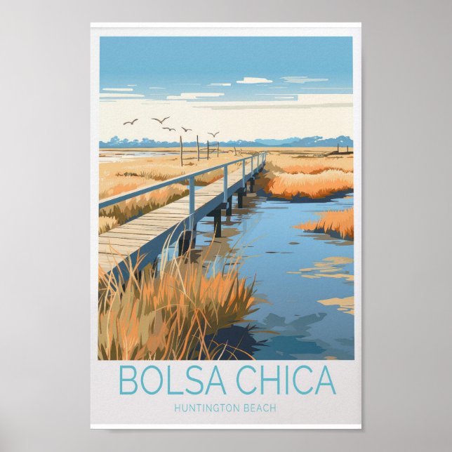 Póster Afiche de viajes Bolsa Chica - California State Be (Frente)