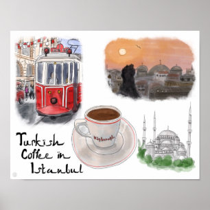Póster Afiche de viajes: Café turco en Estambul