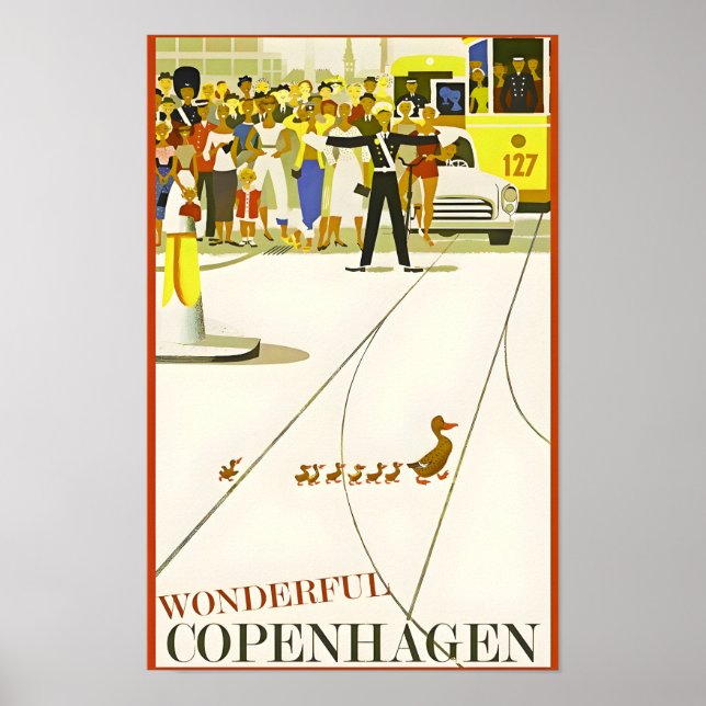 Póster Afiche de viajes Copenhague-Dinamarca (Frente)