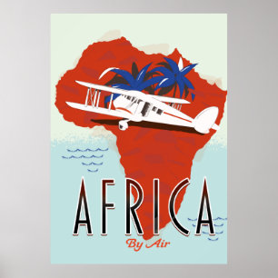 Póster Afiche de viajes de África por aire