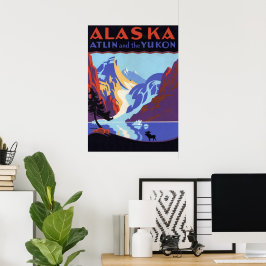 Póster Afiche de Viajes de Alaska, Atlin y el Yukón
