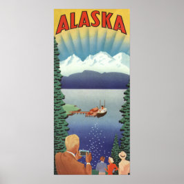 Póster Afiche de Viajes de Alaska, paisaje escénico