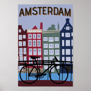 Póster Afiche de viajes de Ámsterdam