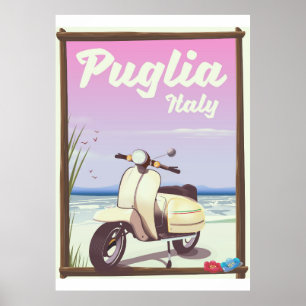 Póster Afiche de viajes de Apulia Italia.