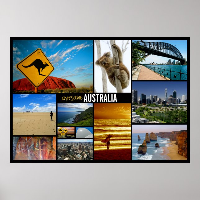 Póster afiche de viajes de australia (Frente)
