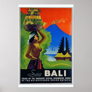 Póster Afiche de Viajes de Bali para Indonesia