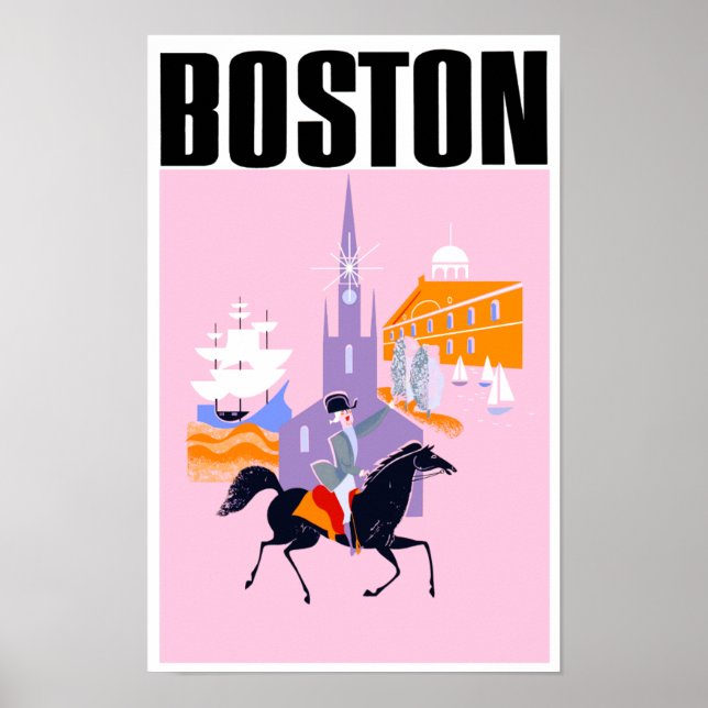 Póster Afiche de viajes de Boston (Frente)