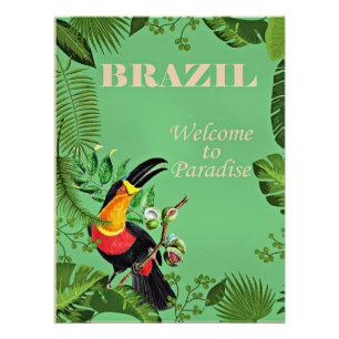 Póster Afiche de viajes de Brasil, Toucan,