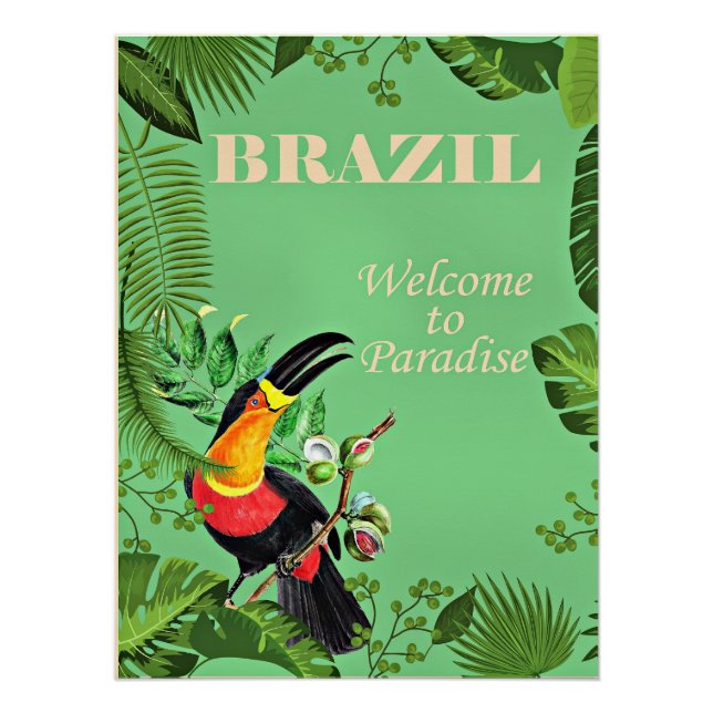 Póster Afiche de viajes de Brasil, Toucan, (Anverso)