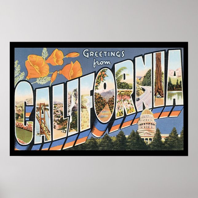 Póster Afiche de Viajes de California (Frente)
