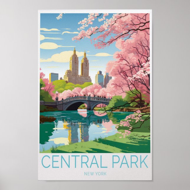 Póster Afiche de viajes de Central Park New York (Frente)