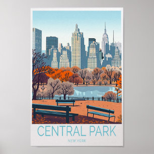 Póster Afiche de viajes de Central Park New York