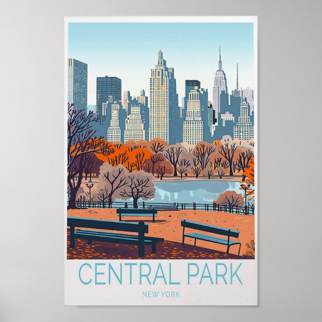 Póster Afiche de viajes de Central Park New York (Frente)