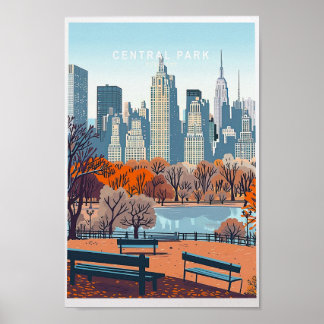 Póster Afiche de viajes de Central Park New York - Ciudad