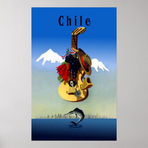 Póster Afiche de viajes de Chile