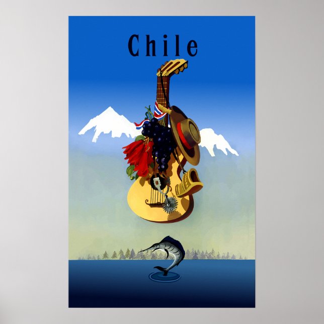 Póster Afiche de viajes de Chile (Frente)
