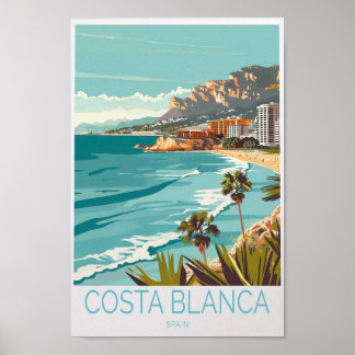 Póster Afiche de viajes de Costa Blanca España, España Co