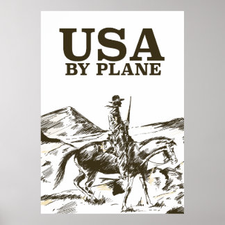 Póster Afiche de viajes de cowboy de Estados Unidos