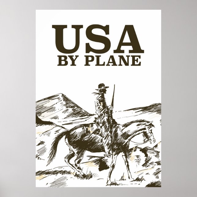 Póster Afiche de viajes de cowboy de Estados Unidos (Frente)