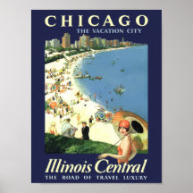 Afiche de viajes de estilo vintage para Chicago, I