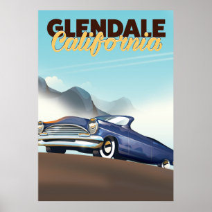 Póster Afiche de viajes de Glendale, California