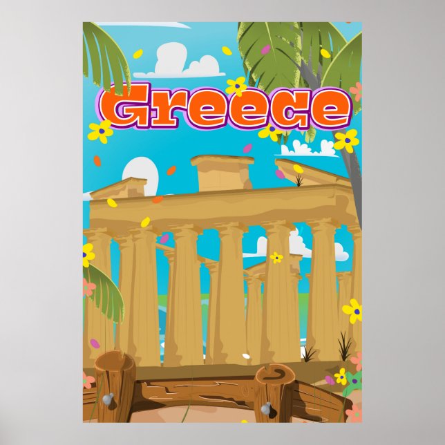 Póster Afiche de viajes de Grecia. (Frente)