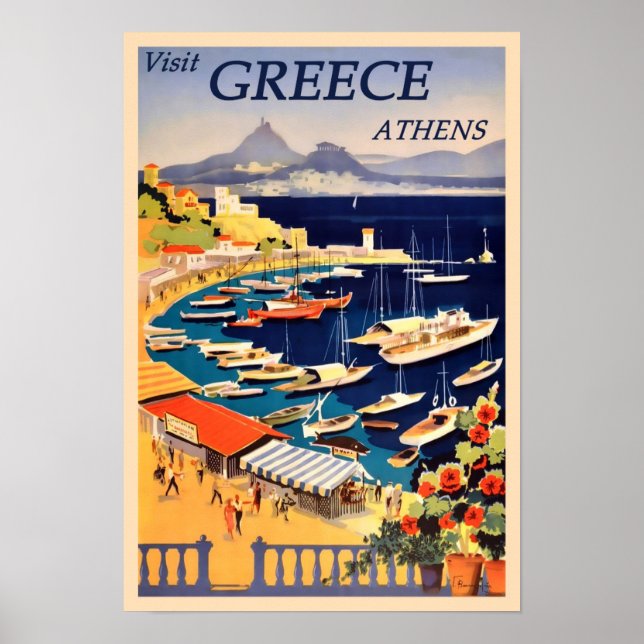 Póster Afiche de viajes de Grecia (Frente)