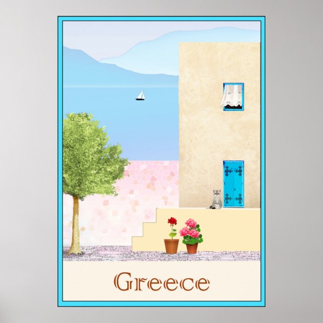 Póster Afiche de viajes de Grecia (Frente)