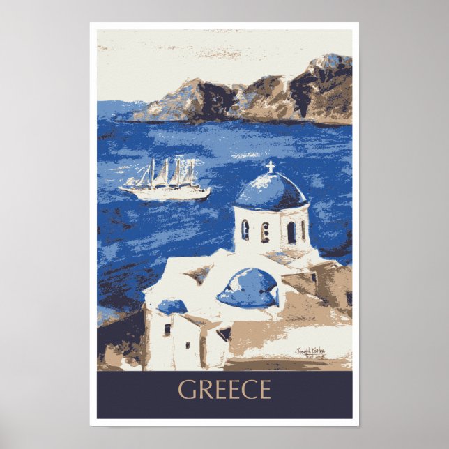 Póster Afiche de viajes de Grecia (Frente)