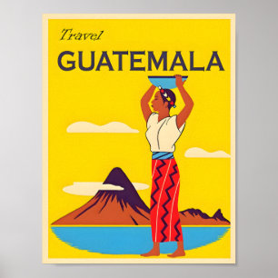 Póster Afiche de viajes de Guatemala