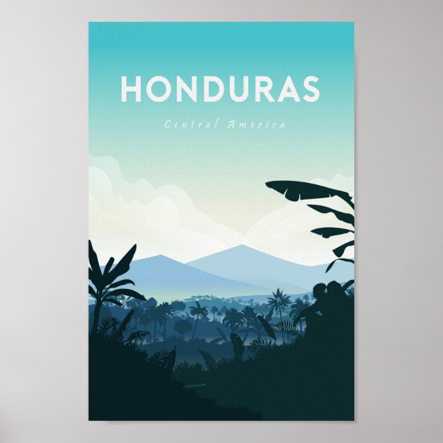 Póster Afiche de viajes de Honduras, impreso (Frente)