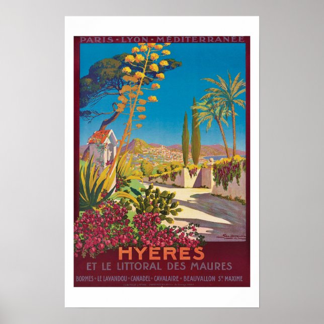 Póster Afiche de viajes de Hyères France (Frente)