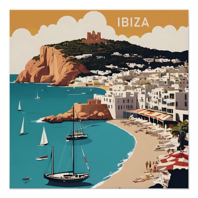 Póster Afiche de viajes de Ibiza, España (Anverso)