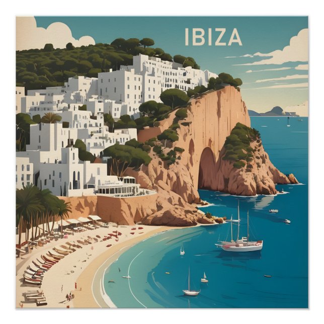 Póster Afiche de viajes de Ibiza, España (Anverso)