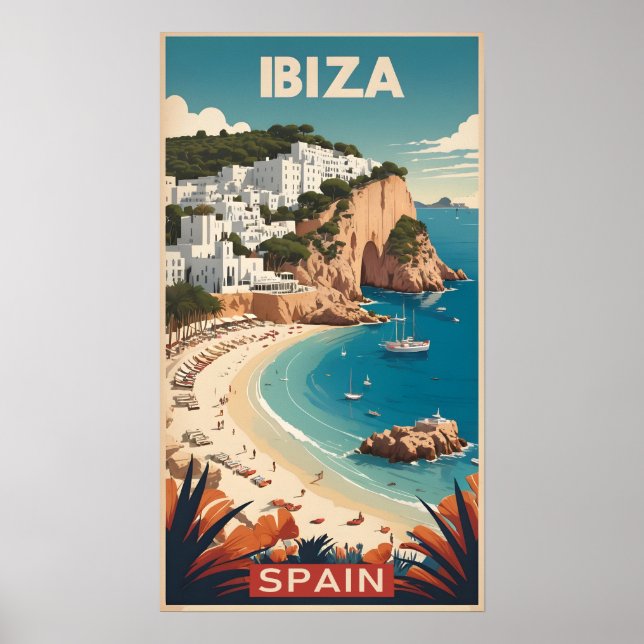 Póster Afiche de viajes de Ibiza, España (Frente)
