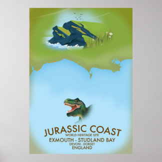 Póster Afiche de viajes de la costa sur de Inglaterra