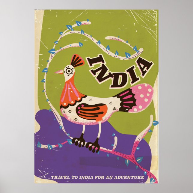Póster Afiche de Viajes de la India (Frente)