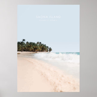 Póster Afiche de viajes de la isla de Saona, República Do
