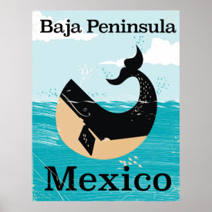 Póster afiche de viajes de la península de baja México
