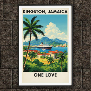 Póster Afiche de viajes de la vieja Jamaica de los años 1