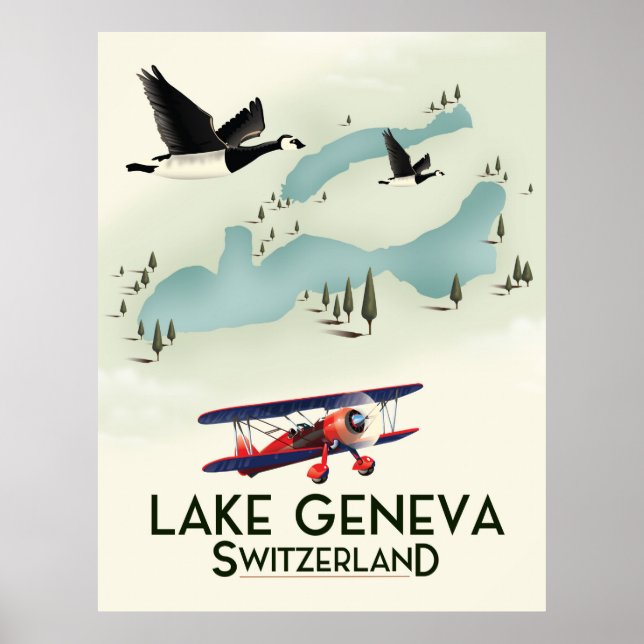 Póster afiche de viajes de lake geneva suiza (Frente)