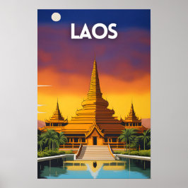 Póster Afiche de viajes de Laos