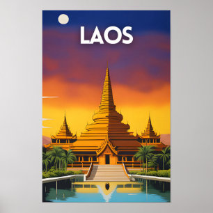 Póster Afiche de viajes de Laos