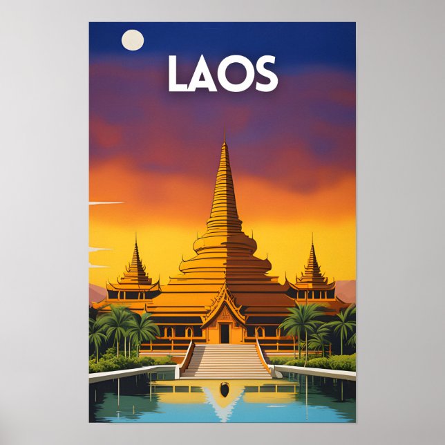 Póster Afiche de viajes de Laos (Frente)