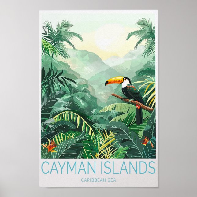 Póster Afiche de viajes de las Islas Caimán, Muro del Mar (Frente)