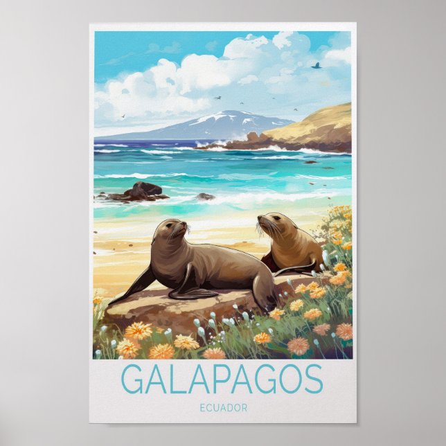 Póster Afiche de viajes de las Islas Galápagos (Frente)