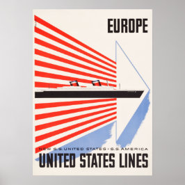 Póster Afiche de viajes de las líneas de Estados Unidos
