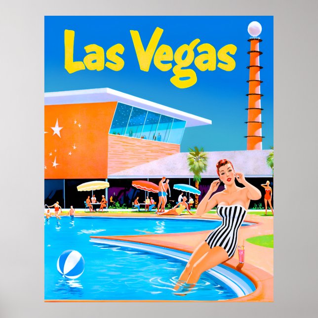 Póster Afiche de viajes de Las Vegas, Nevada (Frente)