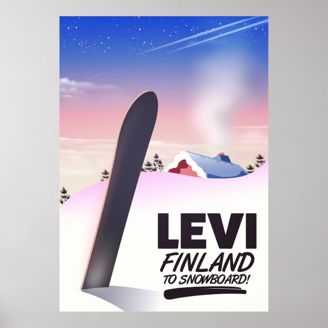 Póster Afiche de viajes de Levi Finlandia Snowboarding (Frente)